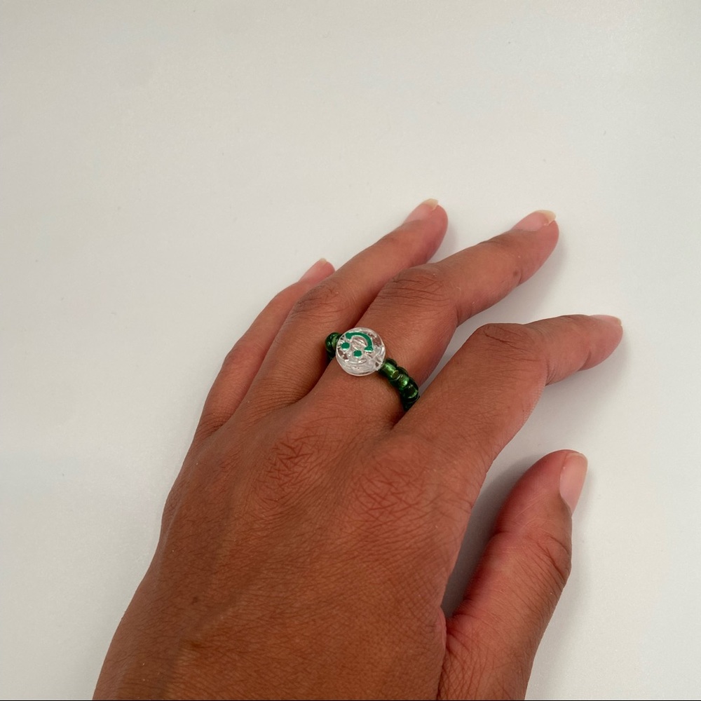 Handmade Trendy Y2K Inspired Smiley Face Glass Bead Stackable Stretch Ring